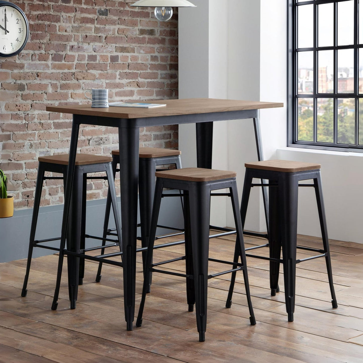 Wooden Bar Table for 4 People Rectangular - Grafton