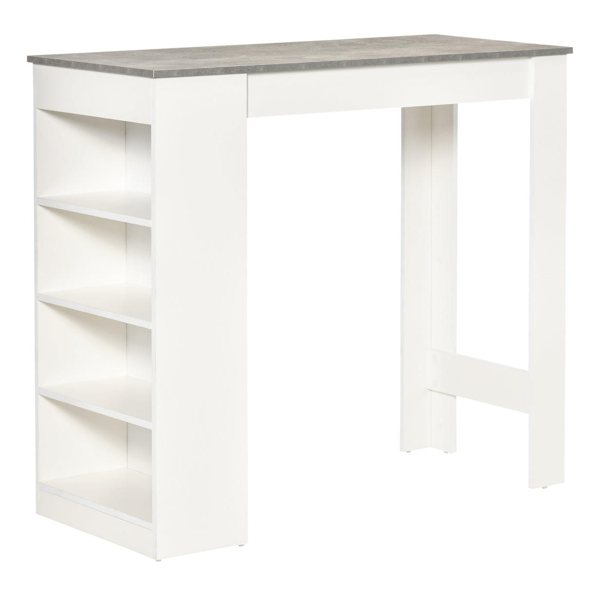 Wooden Bar Table Rectangular With 4 Tier Storage Shelf for Breakfast - Velmora