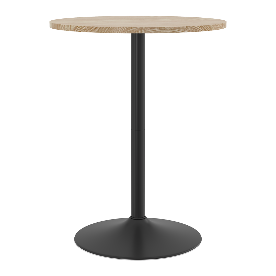 Wooden Bar Table Round 106cm High With Black Base - Carrow