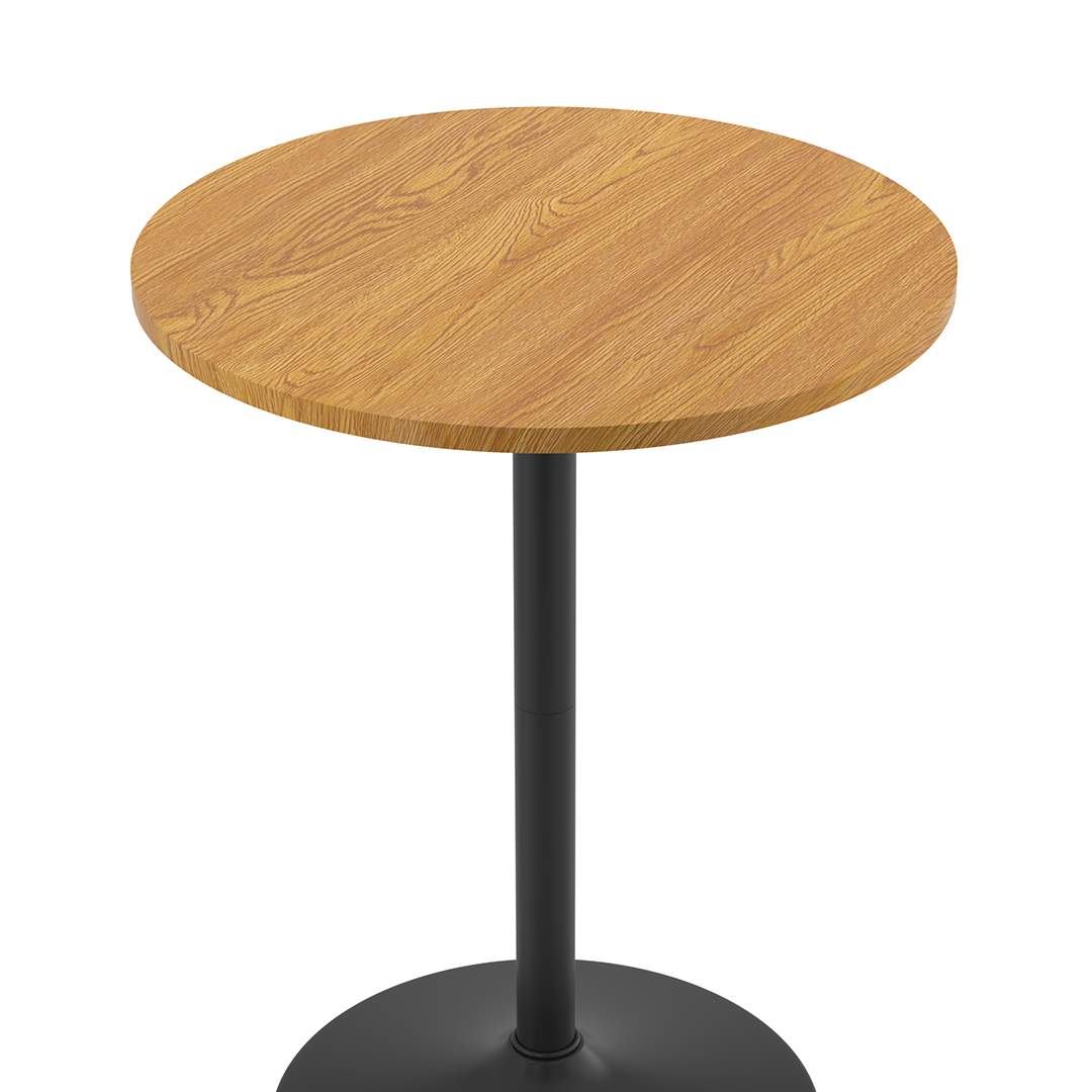 Wooden Bar Table Round 106cm High With Black Base - Carrow