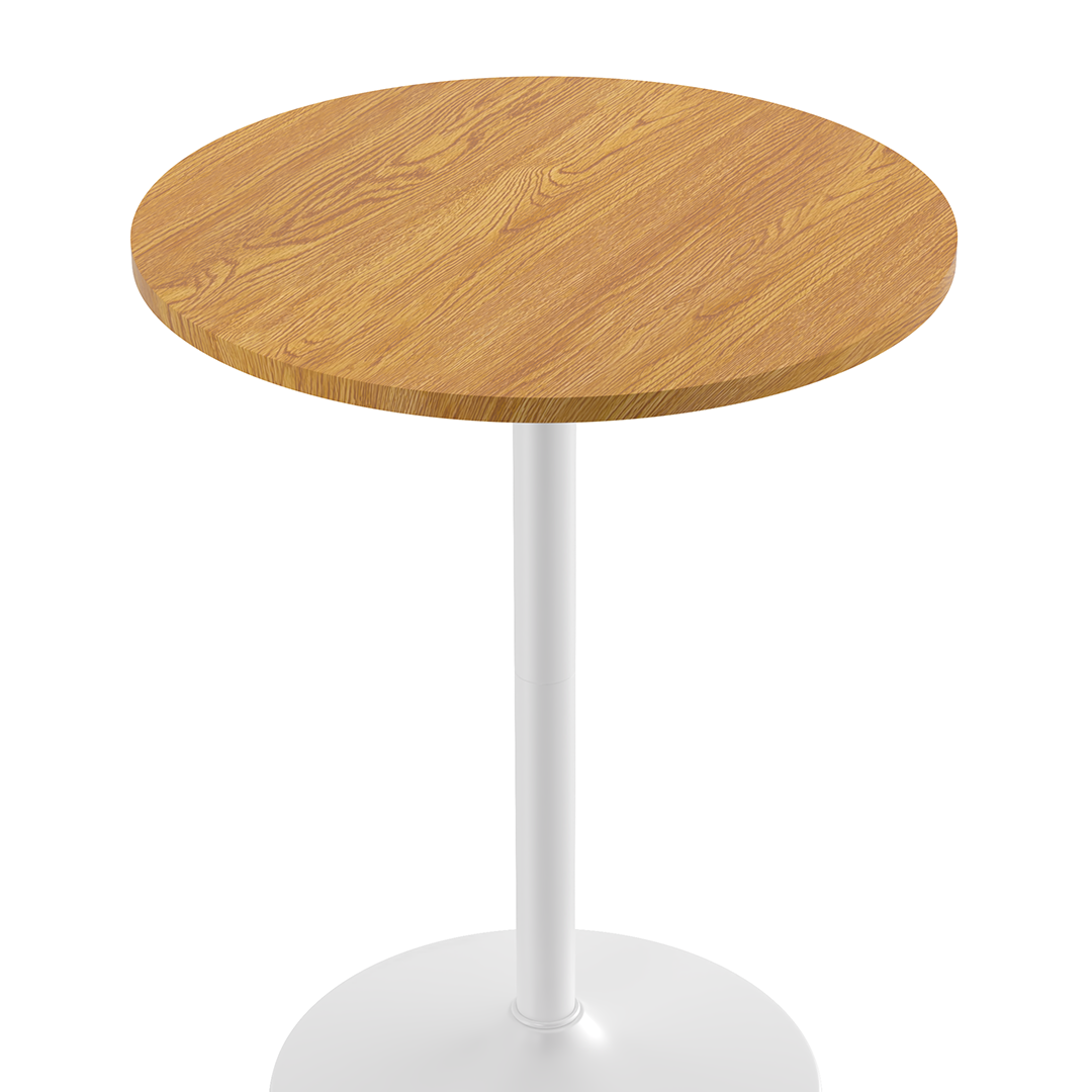 Wooden Bar Table Round 106cm High With White Base - Carrow