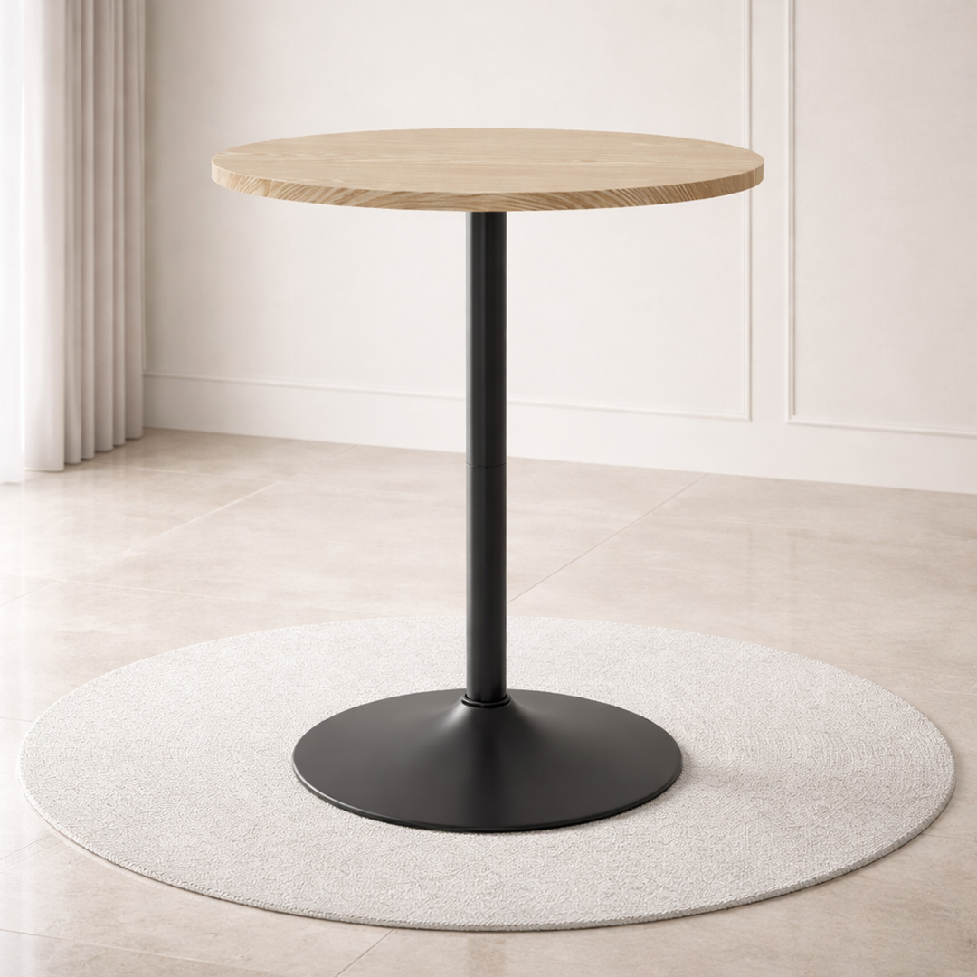Wooden Bar Table Round 96cm High With Black Base - Carrow