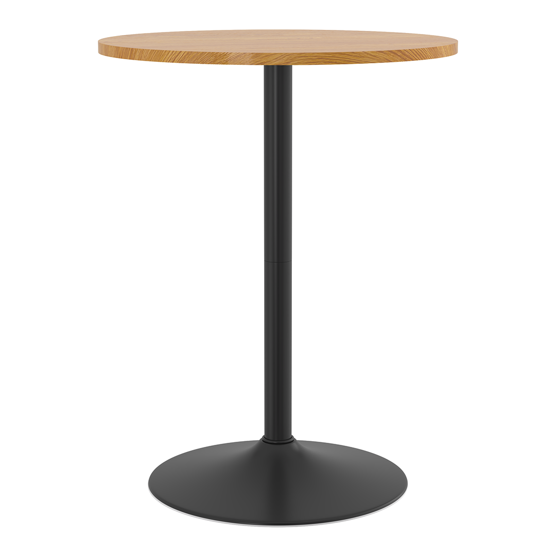 Wooden Bar Table Round 96cm High With Black Base - Carrow