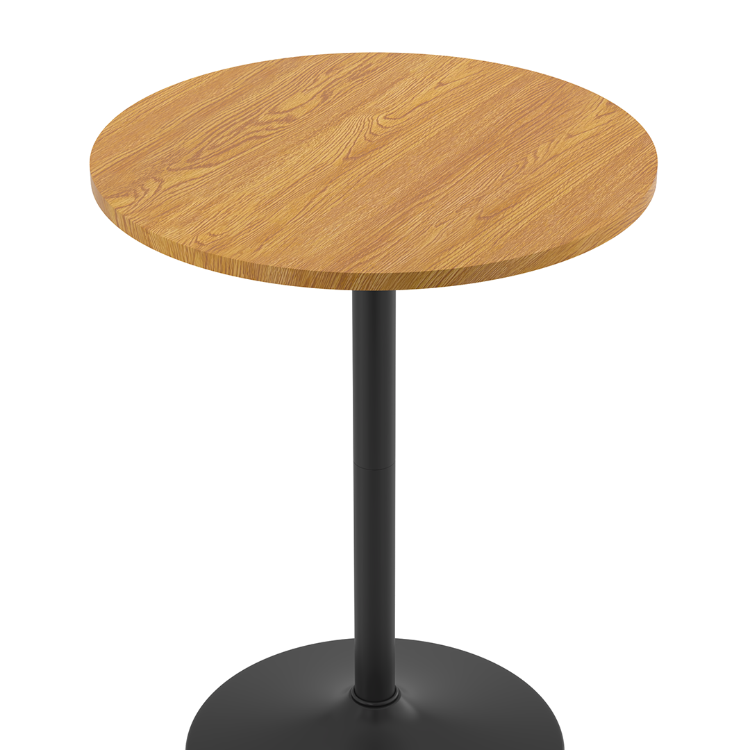 Wooden Bar Table Round 96cm High With Black Base - Carrow