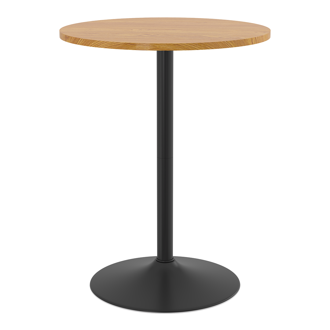 Wooden Bar Table Round 96cm High With Black Base - Carrow