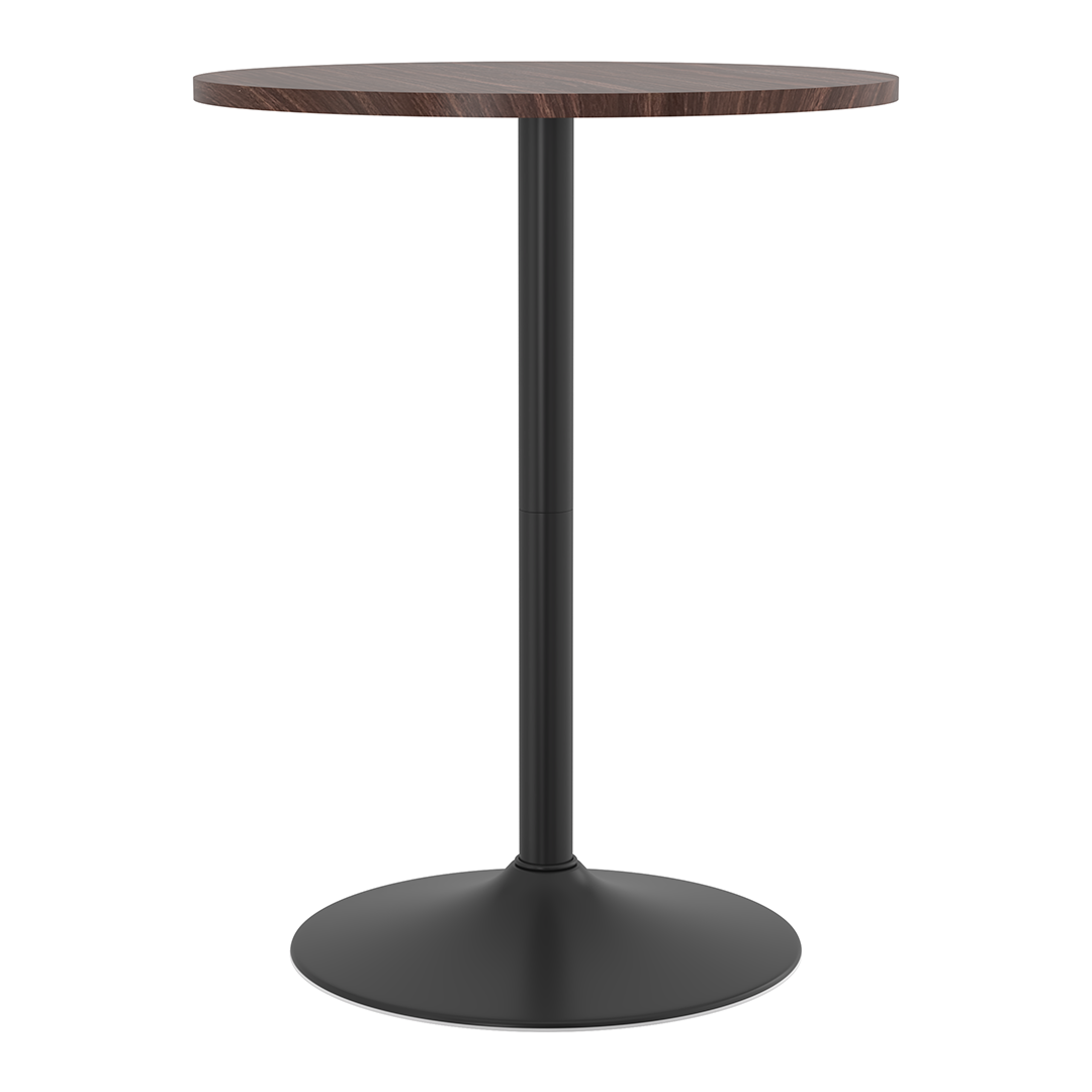 Wooden Bar Table Round 96cm High With Black Base - Carrow