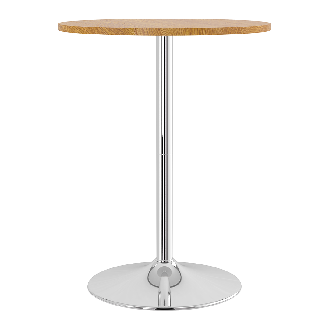 Wooden Bar Table Round 96cm High With Chrome Base - Carrow