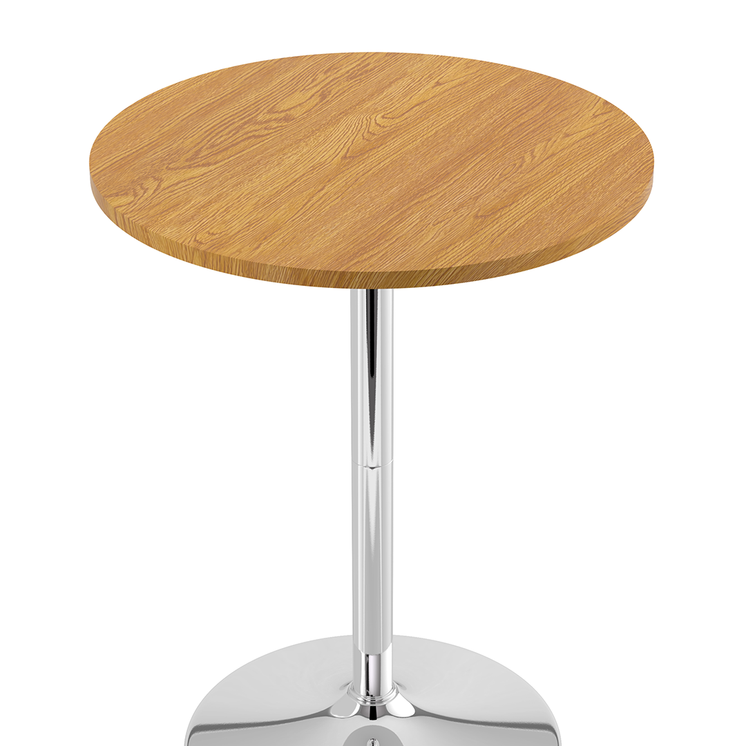 Wooden Bar Table Round 96cm High With Chrome Base - Carrow