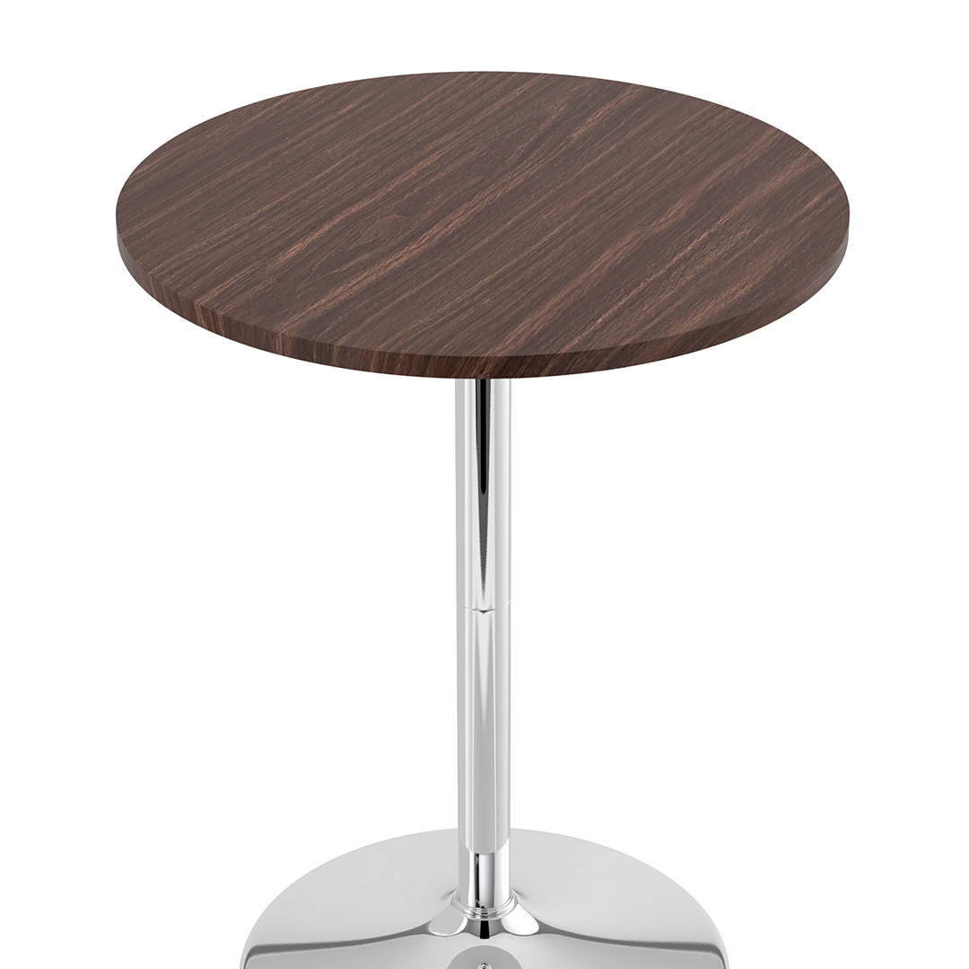 Wooden Bar Table Round 96cm High With Chrome Base - Carrow