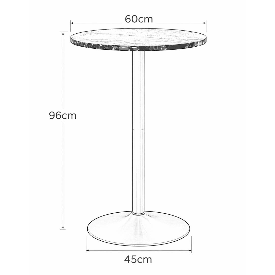 Wooden Bar Table Round 96cm High With Chrome Base - Carrow