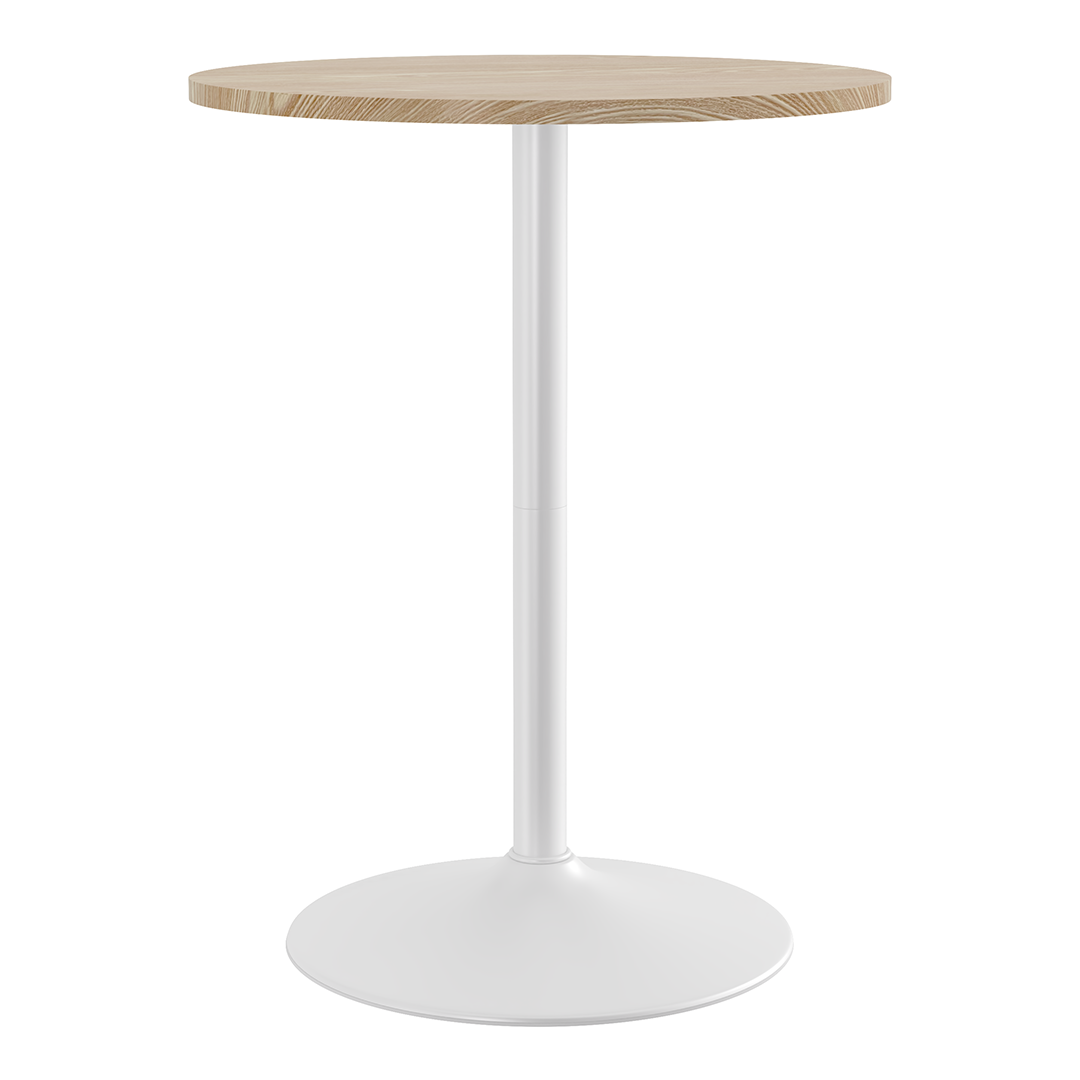 Wooden Bar Table Round 96cm High With White Base - Carrow