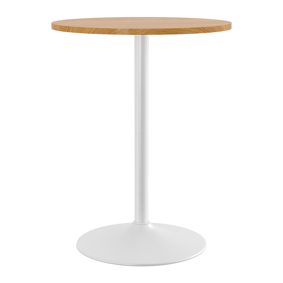 Wooden Bar Table Round 96cm High With White Base - Carrow