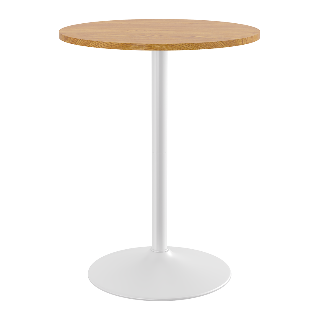 Wooden Bar Table Round 96cm High With White Base - Carrow