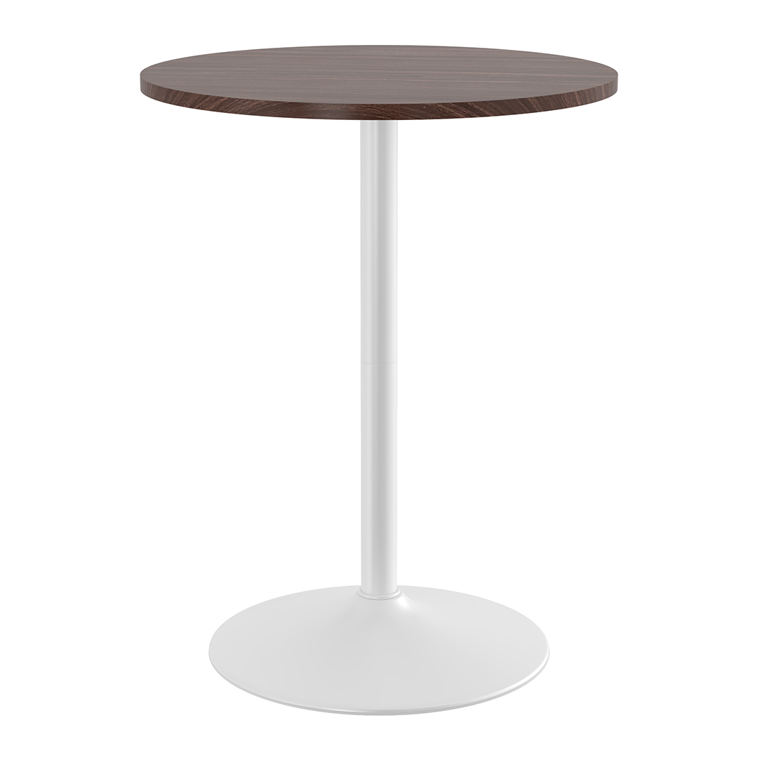 Wooden Bar Table Round 96cm High With White Base - Carrow