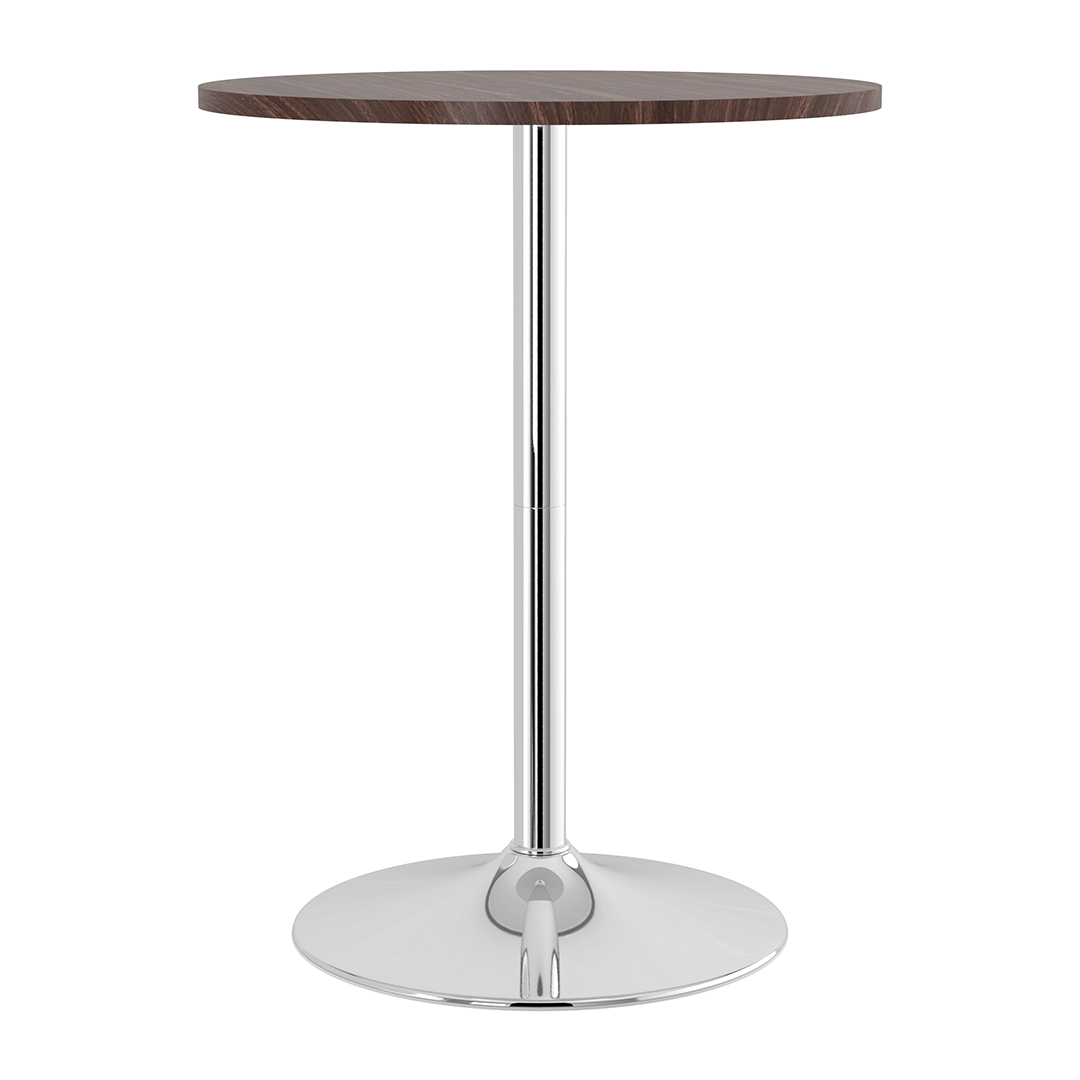 Wooden Bar Table Round 106cm High With Chrome Base - Carrow
