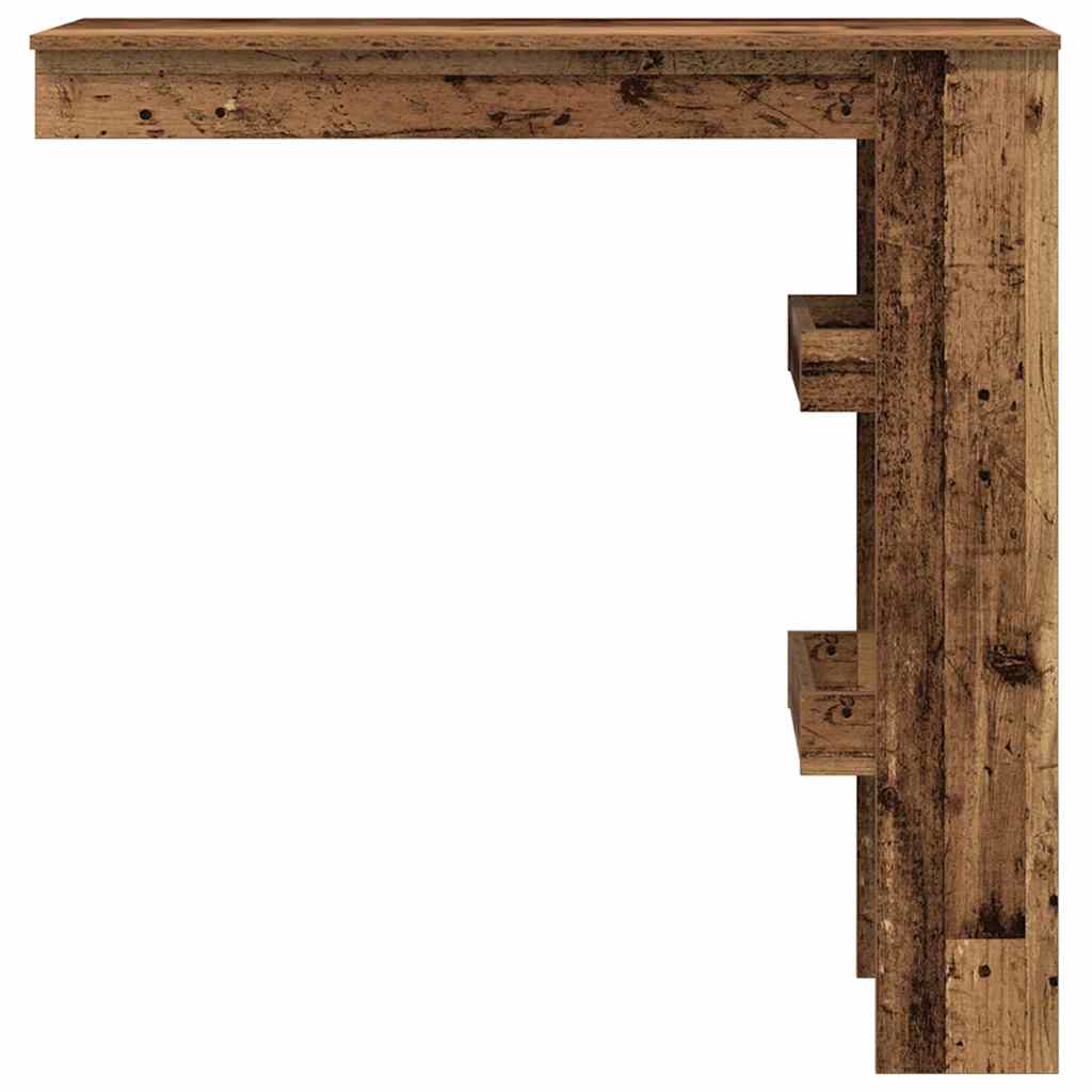 Wooden Bar Table Wall Hung With 2 Storage Compartments - Vantage Home