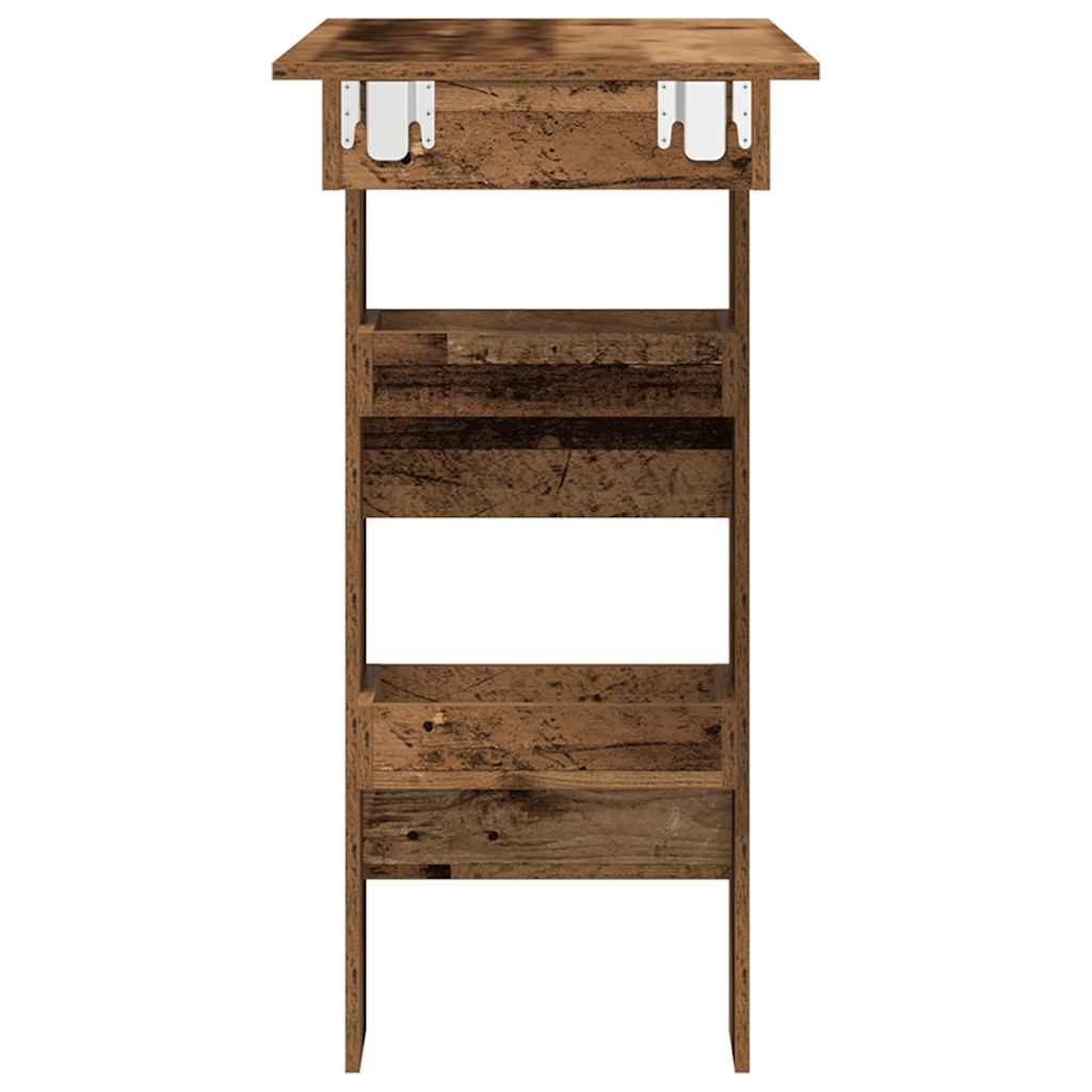 Wooden Bar Table Wall Hung With 2 Storage Compartments - Vantage Home