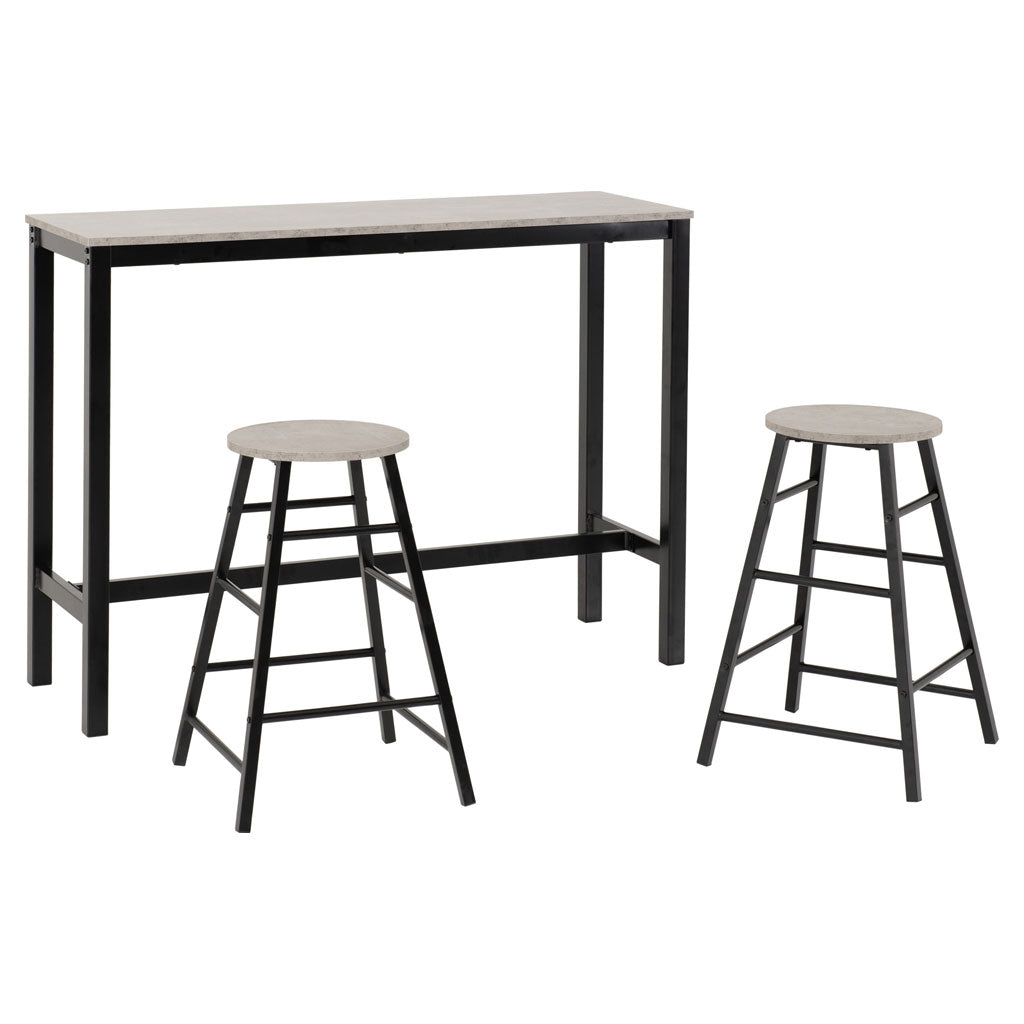 Wooden Bar Table With 2 Stools - Athens