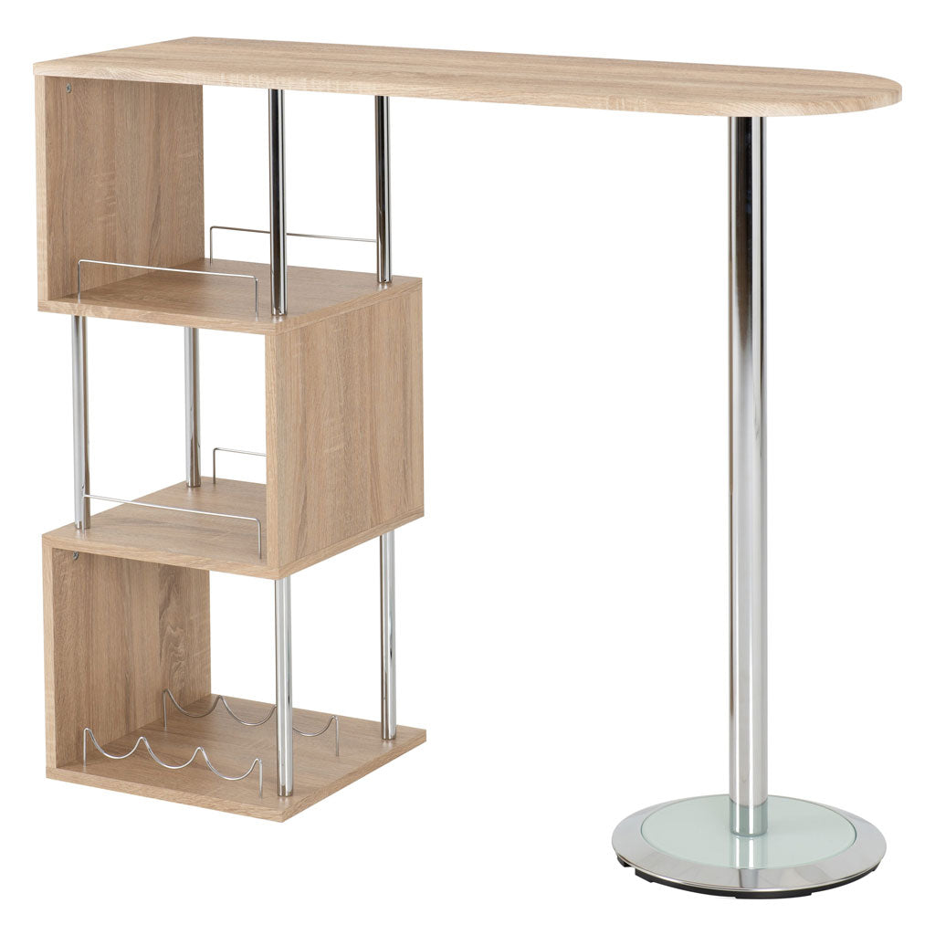 Wooden Bar Table With Chrome Legs - Charisma