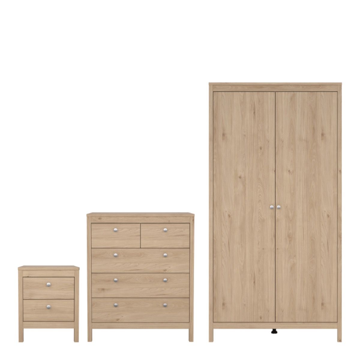 Wooden Bedroom Furniture Set With 2 Doors Wardrobe - Madrid
