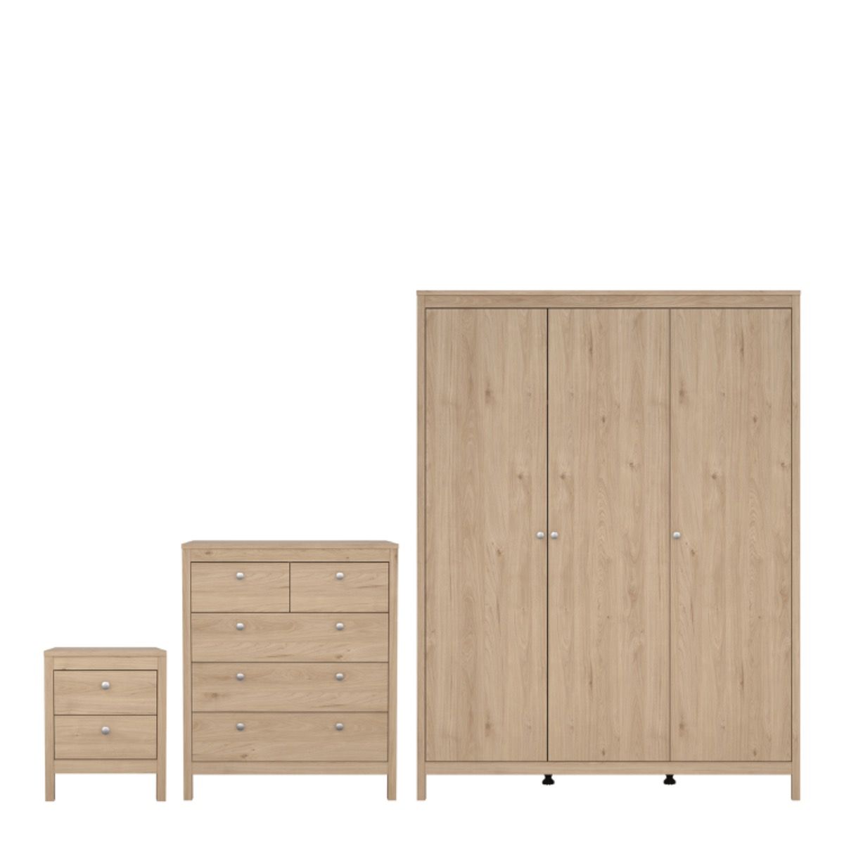 Wooden Bedroom Furniture Set With 3 Doors Wardrobe - Madrid