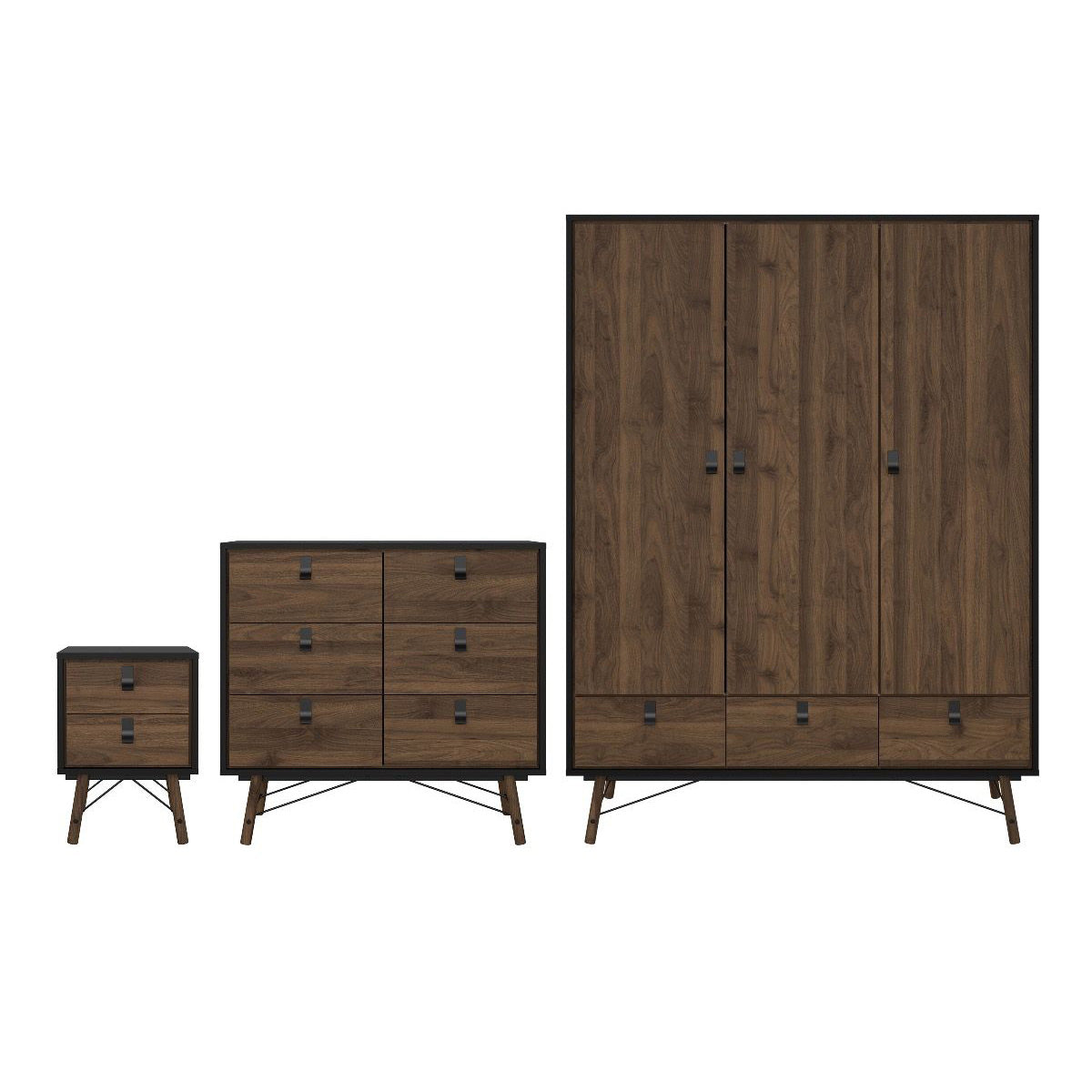 Wooden Bedroom Furniture Set With 3 Doors Wardrobe - Ry
