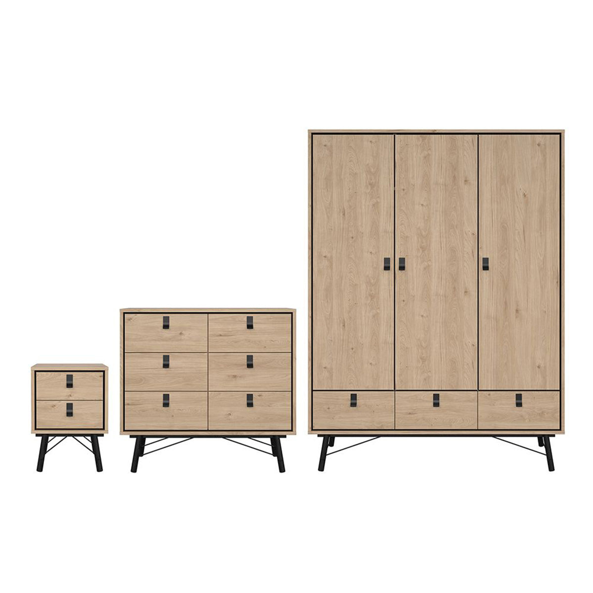 Wooden Bedroom Furniture Set With 3 Doors Wardrobe - Ry