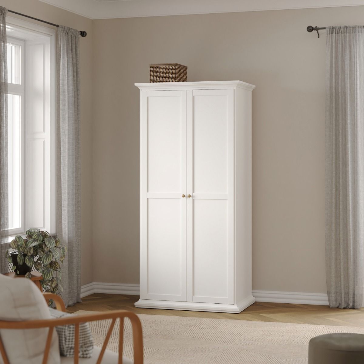 Wooden Bedroom Furniture Set 3 Piece With 2 Doors Wardrobe - Paris