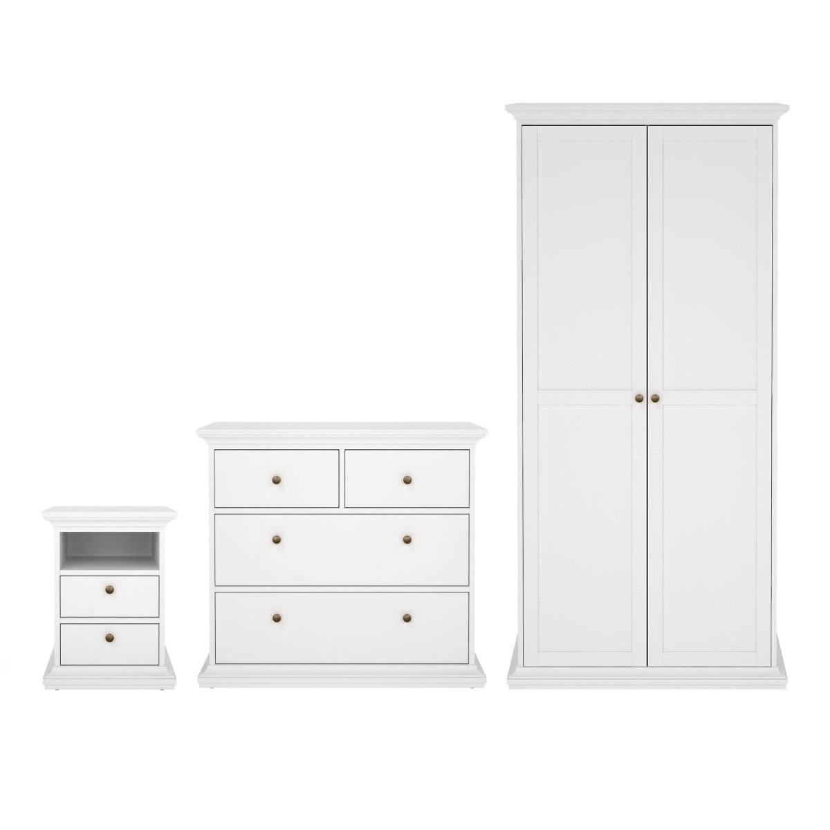 Wooden Bedroom Furniture Set 3 Piece With 2 Doors Wardrobe - Paris