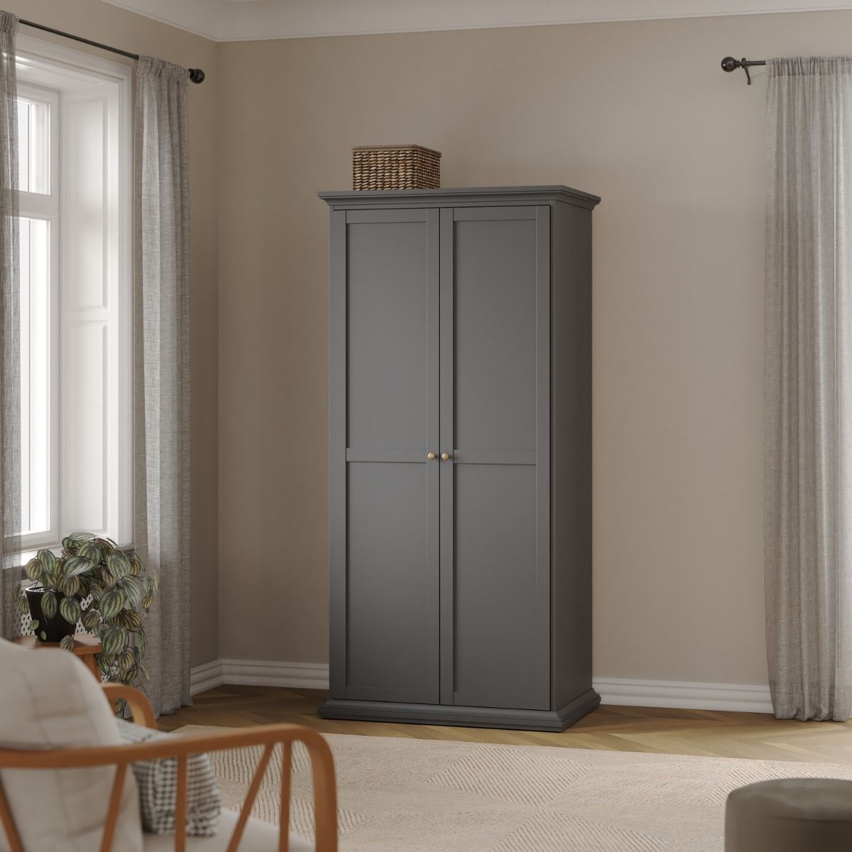 Wooden Bedroom Furniture Set 3 Piece With 2 Doors Wardrobe - Paris