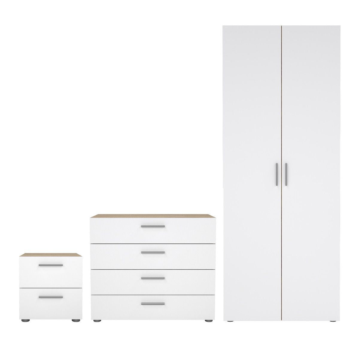 Wooden Bedroom Furniture Set 3 Piece With 2 Doors Wardrobe - Pepe