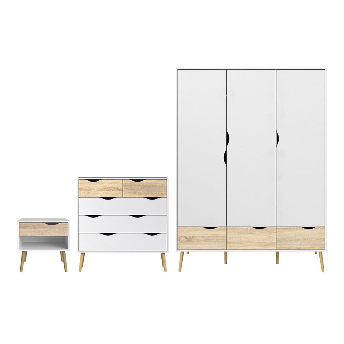 Wooden Bedroom Furniture Set 3 Piece With 3 Doors Wardrobe - Oslo