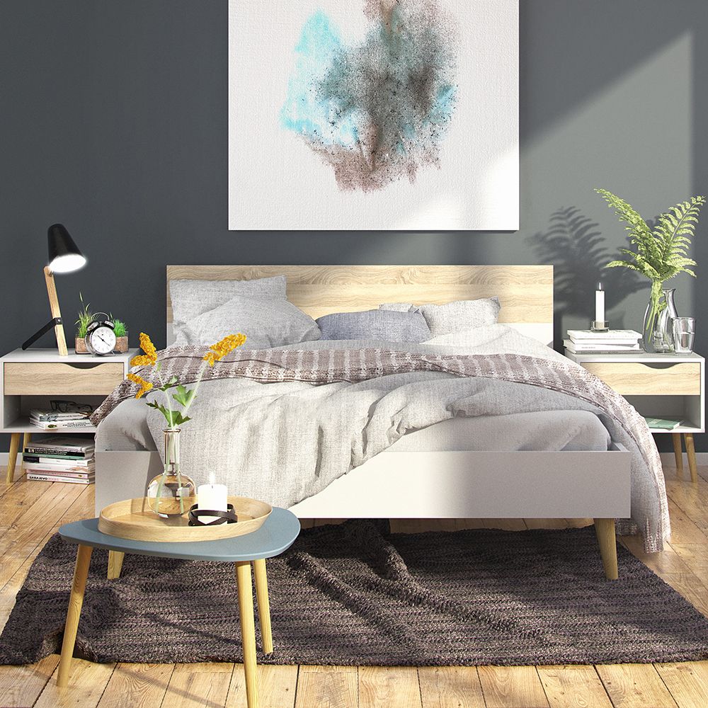 Wooden Bedroom Furniture Set 3 Piece With Double Bed - Oslo