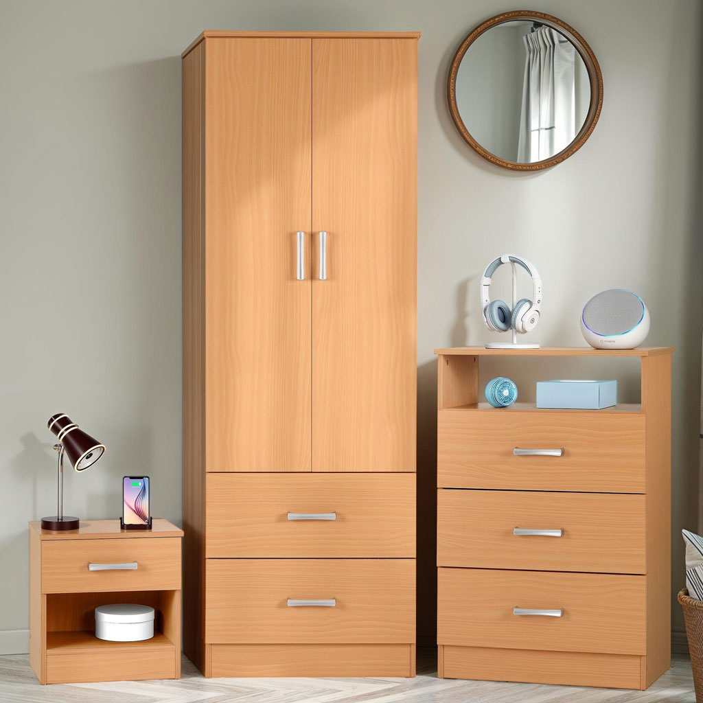 Wooden Bedroom Furniture Set 3 Piece - Polar