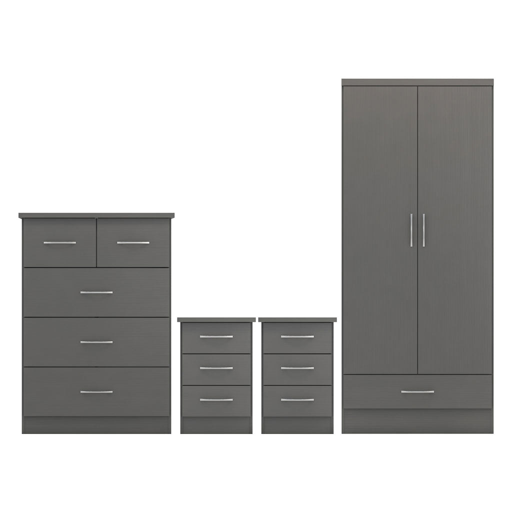 Wooden Bedroom Furniture Set With 2 Doors Wardrobe - Nevada