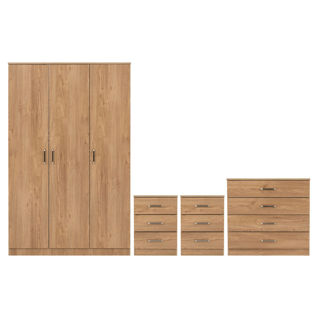 Wooden Bedroom Furniture Set With 3 Doors Wardrobe - Dakota