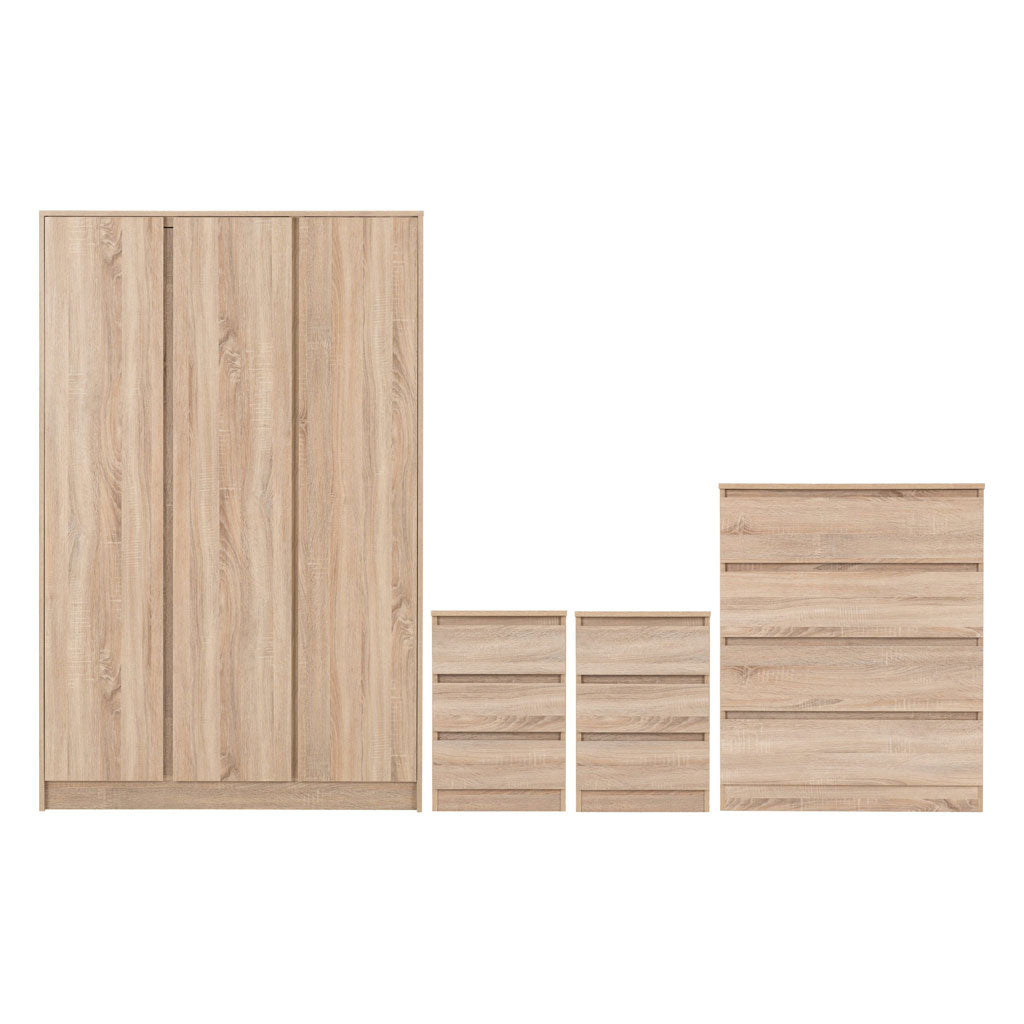 Wooden Bedroom Furniture Set With 3 Doors Wardrobe - Malvern