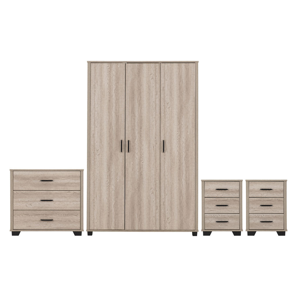 Wooden Bedroom Furniture Set With 3 Doors Wardrobe - Oliver