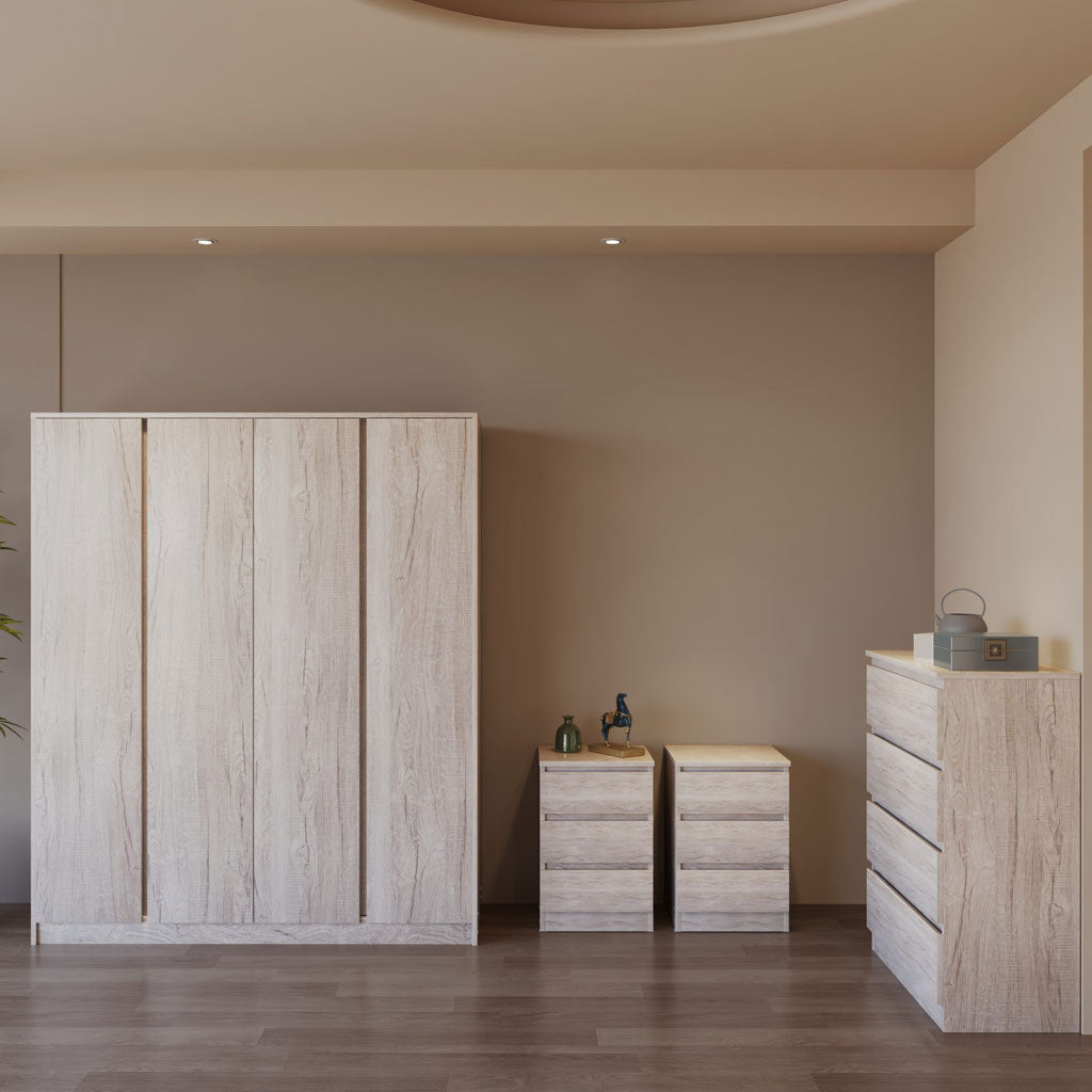 Wooden Bedroom Furniture Set With 4 Doors Wardrobe - Malvern