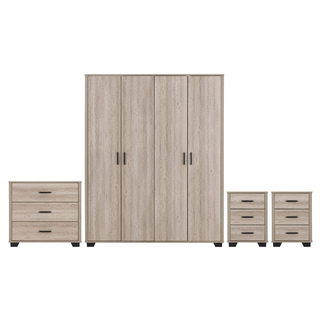 Wooden Bedroom Furniture Set With 4 Doors Wardrobe - Oliver