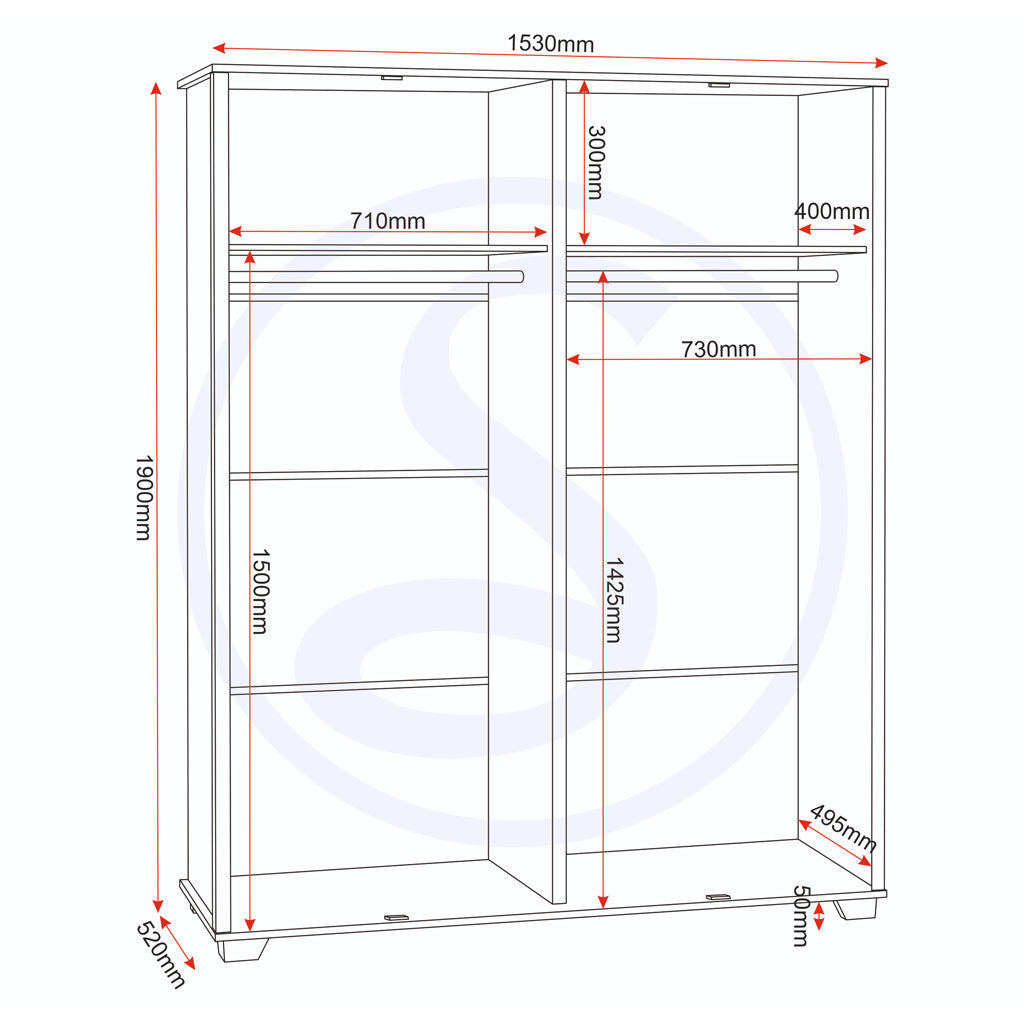 Wooden Bedroom Furniture Set With 4 Doors Wardrobe - Oliver