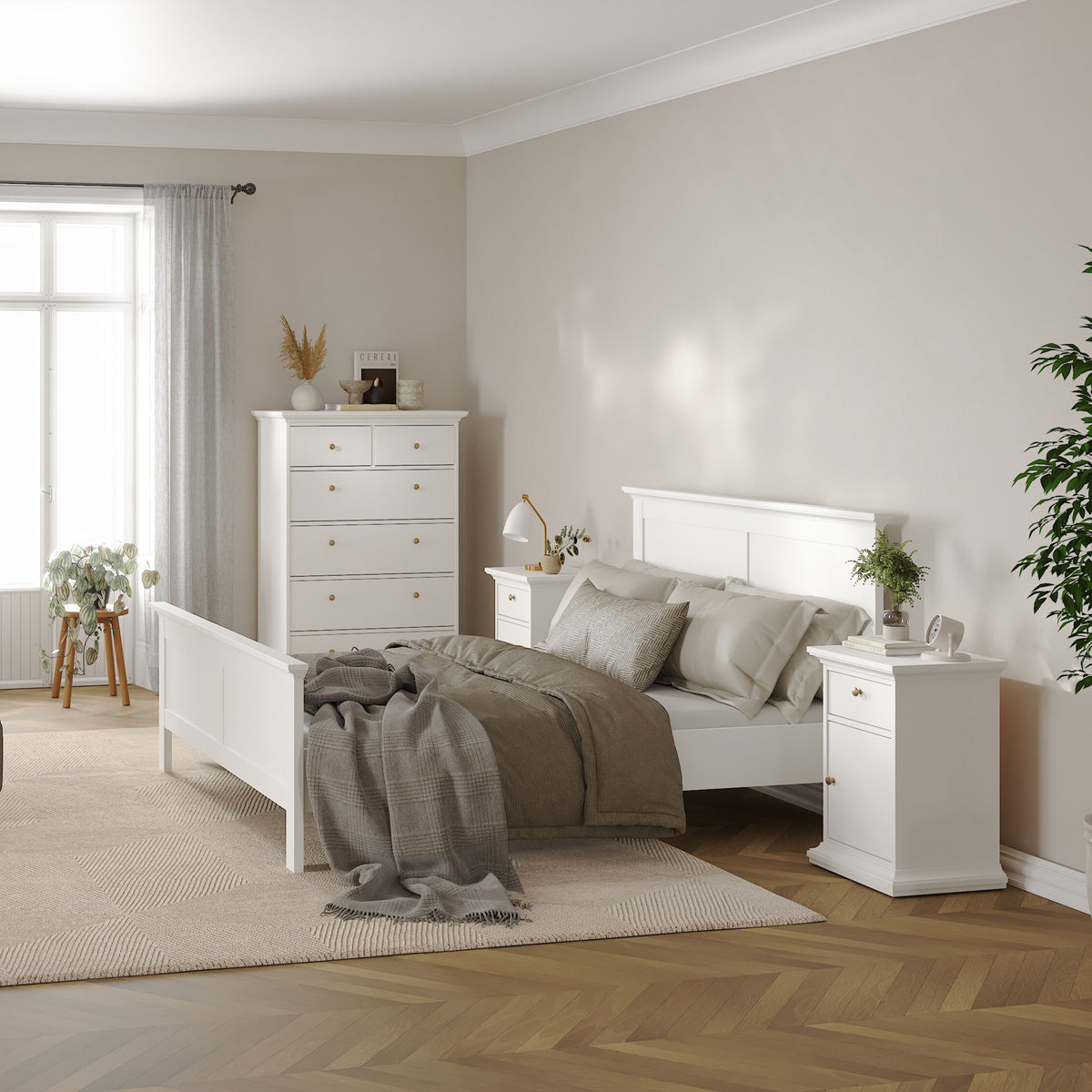 Wooden Bedside cabinet With 1 Door And 1 Drawer - Paris