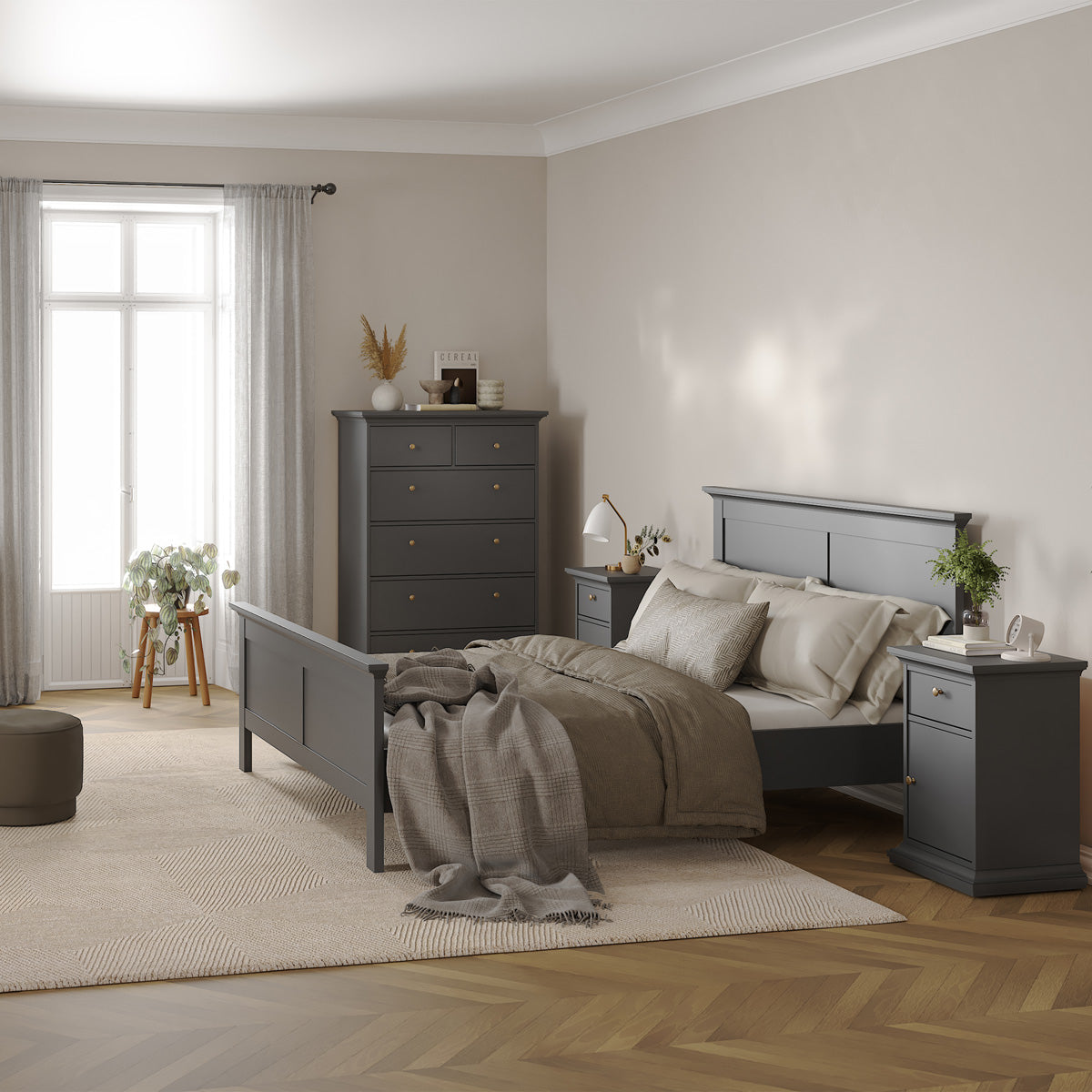 Wooden Bedside cabinet With 1 Door And 1 Drawer - Paris