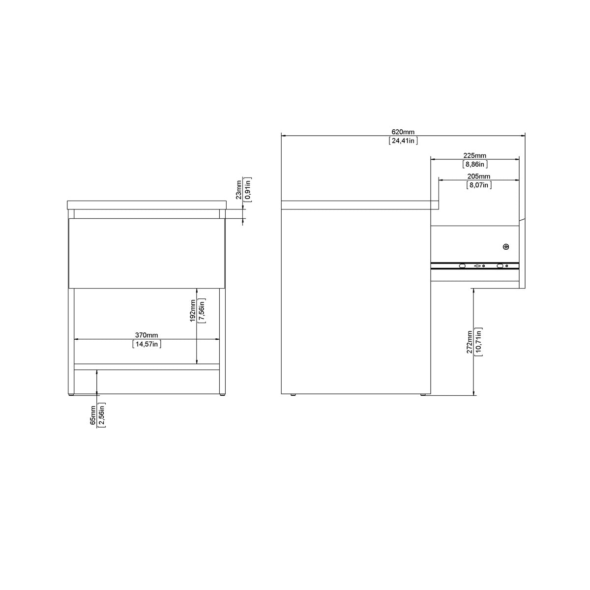 Wooden Bedside Cabinet With 1 Drawer And 1 Shelf - Naia