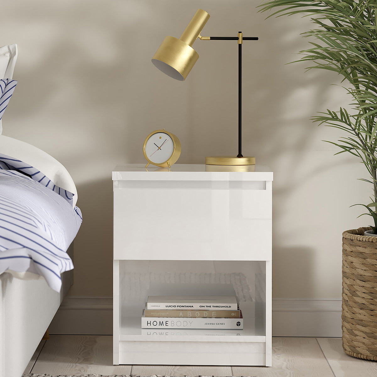 Wooden Bedside Cabinet With 1 Drawer And 1 Shelf - Naia