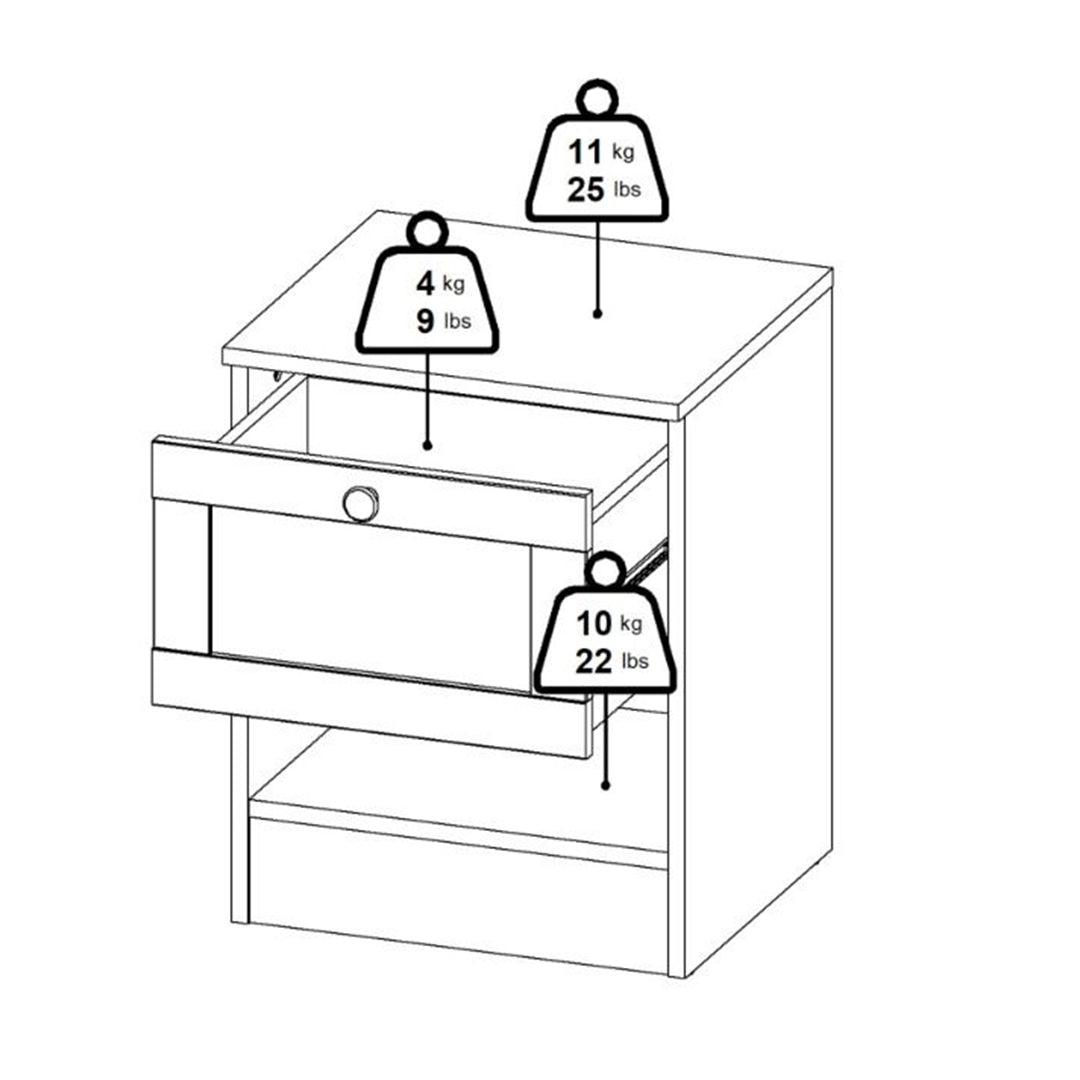 Wooden Bedside Cabinet With 1 Drawer - Brande