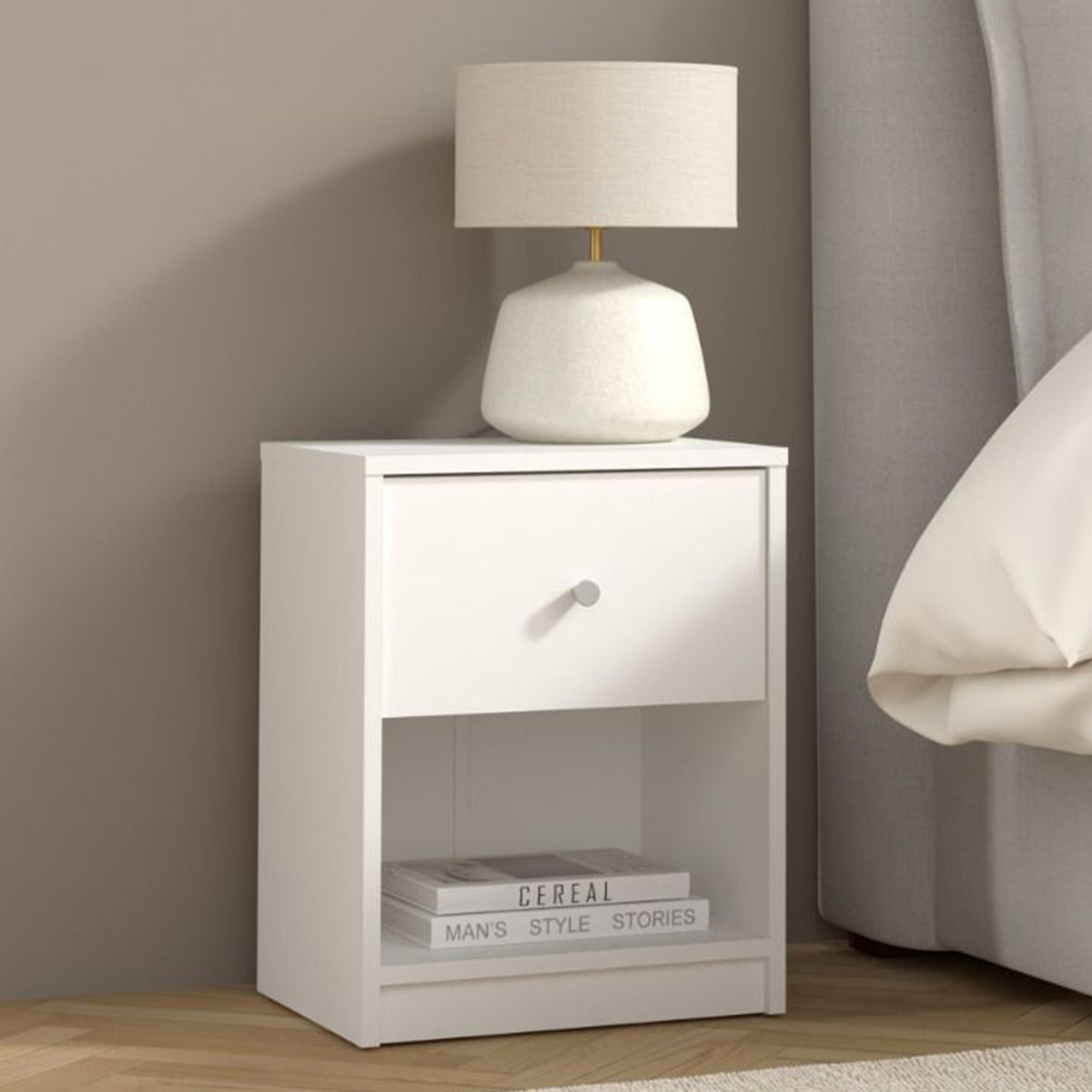 Wooden Bedside Cabinet With 1 Drawer - May