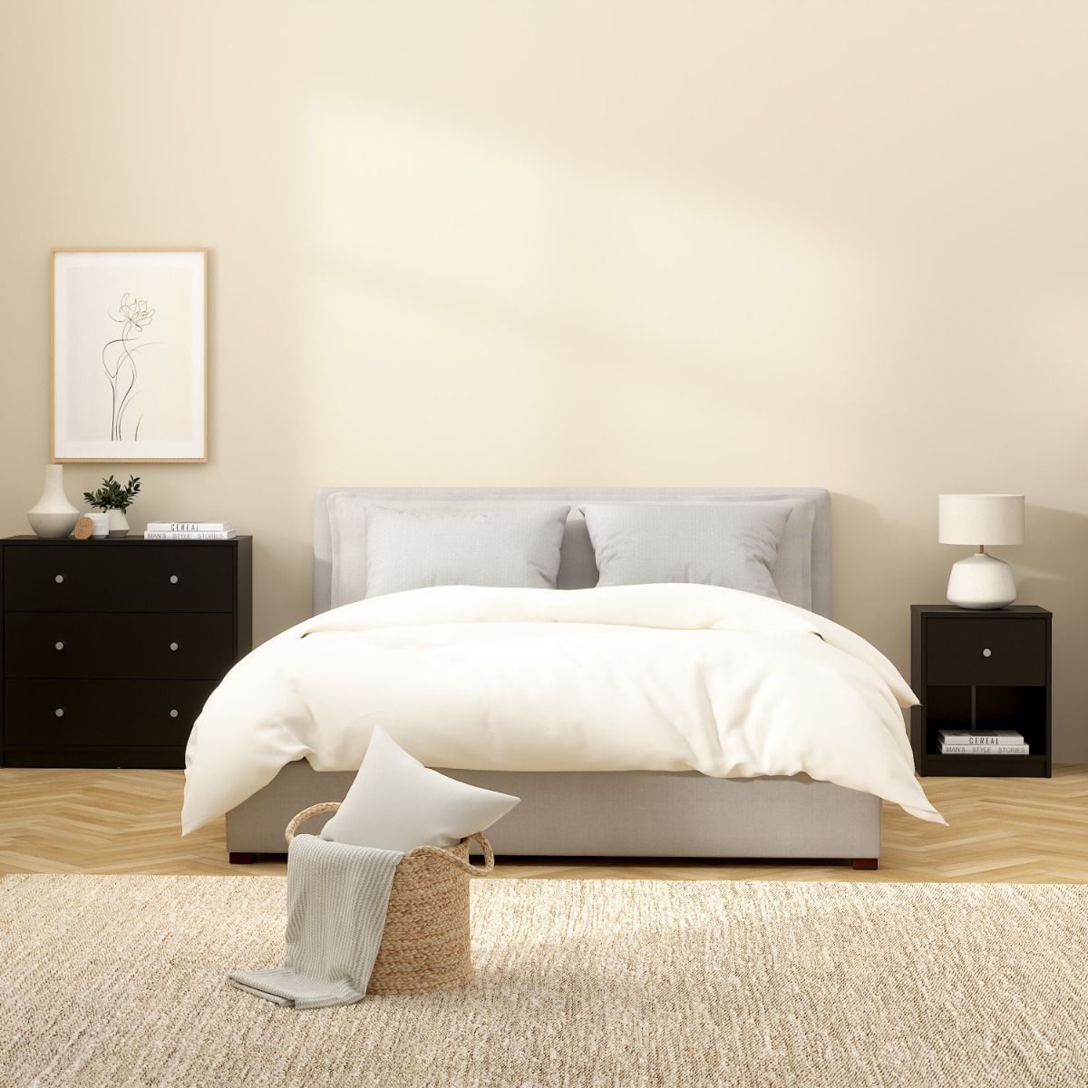 Wooden Bedside Cabinet With 1 Drawer - May