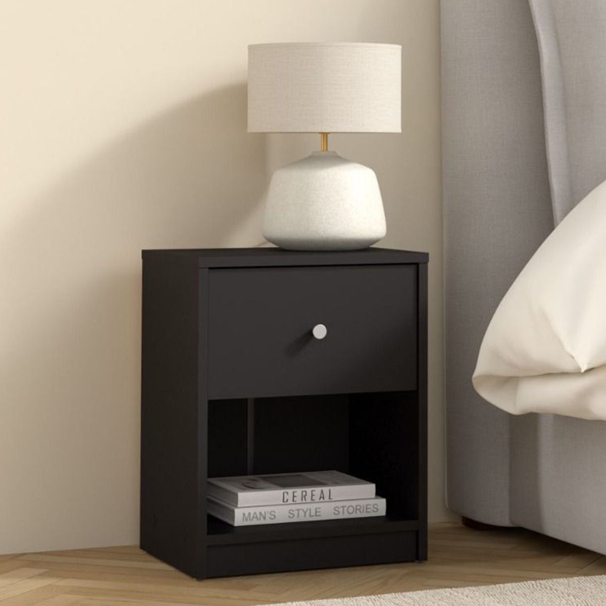 Wooden Bedside Cabinet With 1 Drawer - May