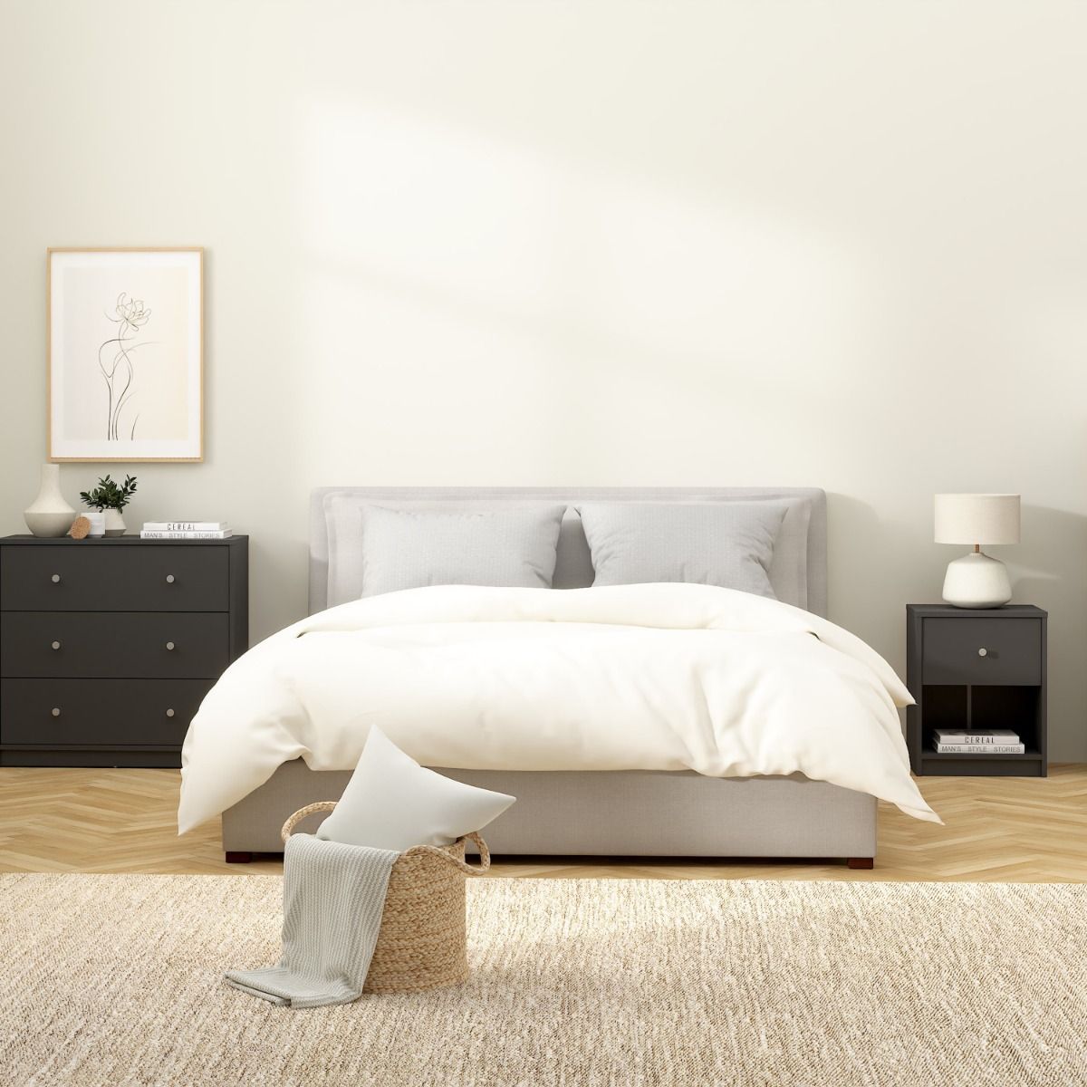 Wooden Bedside Cabinet With 1 Drawer - May